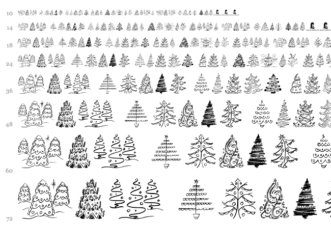 Fun Christmas Trees font waterfall